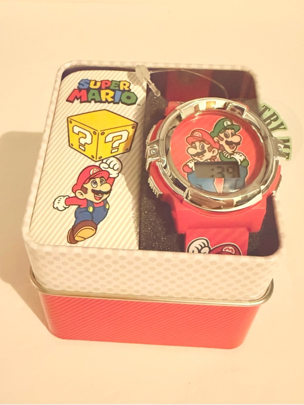 Nintendo White and Gold Branded Watch Card Backing